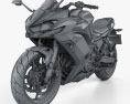 Kawasaki Ninja 650 2021 3D模型 wire render
