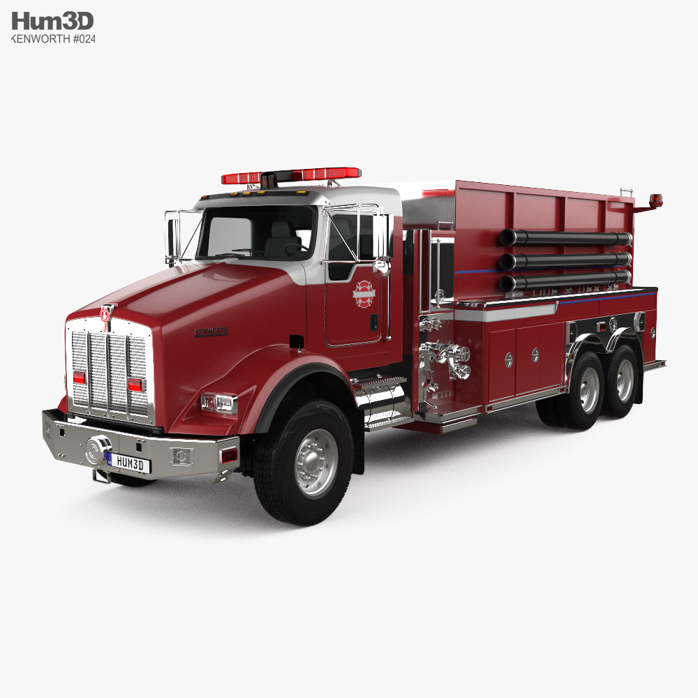Kenworth T800 消防車 3アクスル 2008 3Dモデル