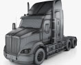 Kenworth T610 Sleeper Cab Tractor Truck with HQ interior 2022 3d model wire render