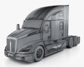 Kenworth T680 Sleeper Cab Camião Tractor 2024 Modelo 3d wire render