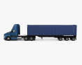 Kenworth T680 Day Cab with Trailer and Container 2021 3d model side view