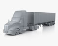 Kenworth T680 Day Cab with Trailer and Container 2021 3d model clay render