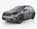 Kia Niro hybrid 2019 3D-Modell wire render