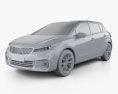 Kia Forte 5 portes hatchback 2020 Modèle 3d clay render