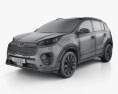 Kia Sportage 2019 3D-Modell wire render