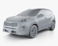 Kia Sportage 2016 3D模型 clay render