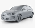 Kia Rio 5 porte hatchback 2020 Modello 3D clay render