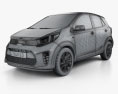 Kia Picanto Comfort Plus HQインテリアと 2021 3Dモデル wire render