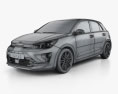 Kia Rio hatchback 2023 3d model wire render