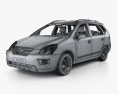 Kia Carens з детальним інтер'єром 2010 3D модель wire render