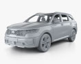 Kia Sorento EcoHybrid HQインテリアと とエンジン 2020 3Dモデル clay render