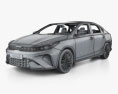 Kia Forte GT с детальным интерьером 2024 3D модель wire render