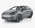 Kia Rio sedan mit Innenraum 2015 3D-Modell wire render