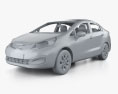 Kia Rio sedan with HQ interior 2015 3d model clay render
