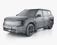 Kia EV9 2024 3D模型 wire render