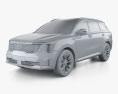 Kia Sorento HEV 2024 3d model clay render