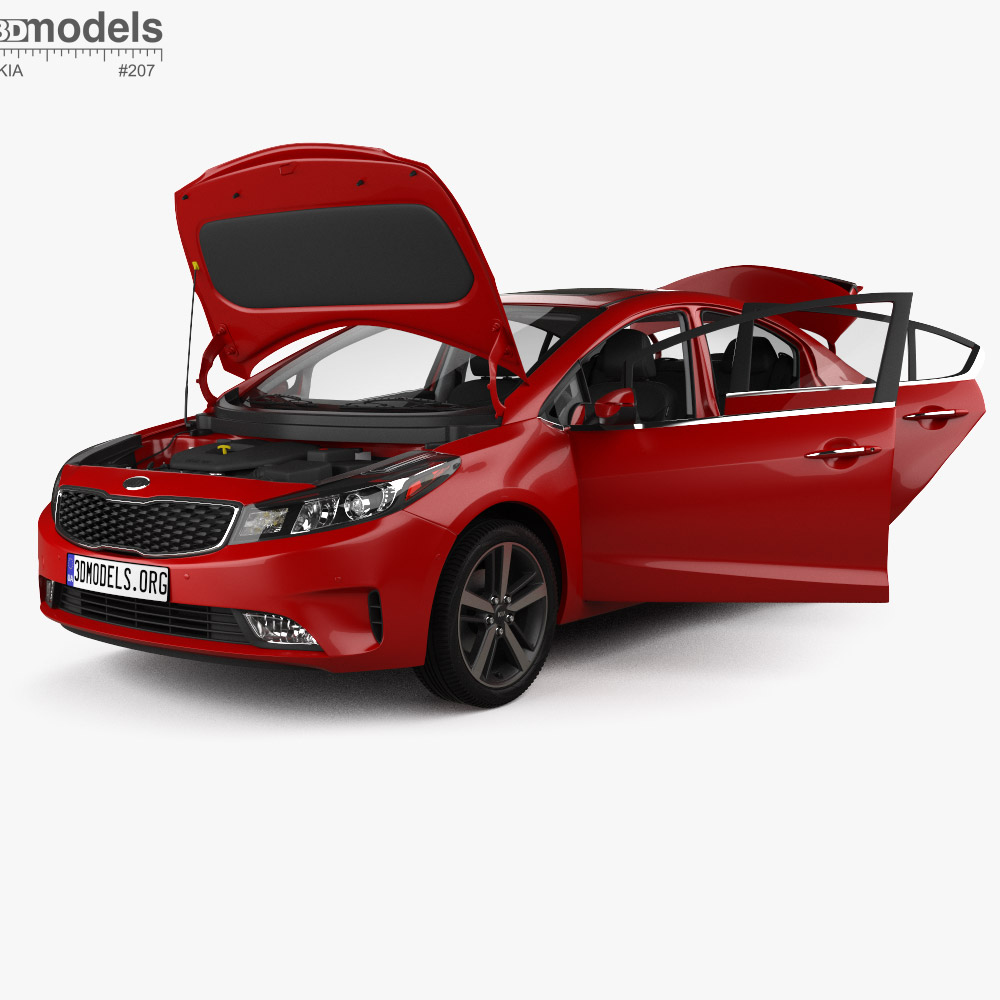 Kia K3 Sedán con interior y motor 2016 Modelo 3D
