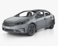 Kia K3 sedan mit Innenraum und Motor 2016 3D-Modell wire render
