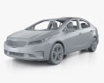 Kia K3 sedan mit Innenraum und Motor 2016 3D-Modell clay render