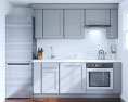 Tradition Gray Kitchen Design Small 3D 모델 