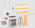 Venice Micro Contemporary Kitchen Design Medium Modello 3D