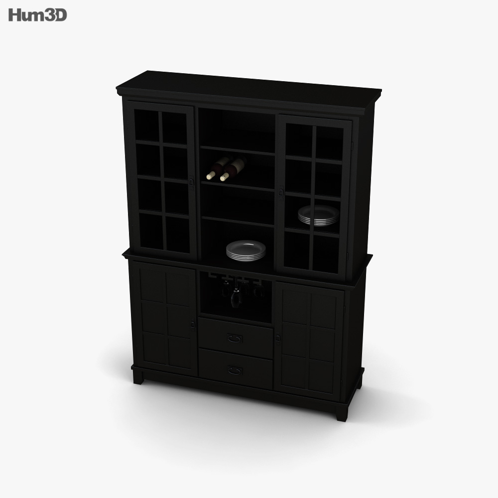 Buffet and Hutch in Ebony - Arts and Crafts 3D model