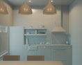 Loft Apartment Industrial Green Kitchen Design Small 3d model