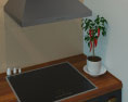 Loft Apartment Industrial Green Kitchen Design Small 3d model