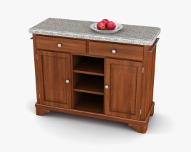 Buffet with Gray Granite Top in Oak 3D-Modell