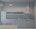 Loft Apartment Industrial Green Kitchen Design Medium 3D-Modell