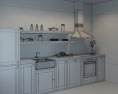 Loft Apartment Industrial Green Kitchen Design Medium 3D 모델 