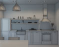 Loft Apartment Industrial Green Kitchen Design Medium 3d model
