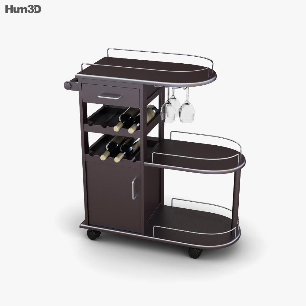 Entertainment Wine Cart - Winsome Trading Modelo 3D