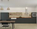 Loft Apartment Industrial Green Kitchen Design Big 3d model