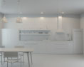 Loft Apartment Industrial Green Kitchen Design Big Modèle 3d