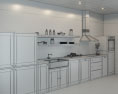 Loft Apartment Industrial Green Kitchen Design Big Modelo 3d