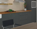 Loft Apartment Industrial Green Kitchen Design Big 3d model