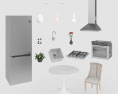 Transitional White Kitchen Desing Small Modello 3D