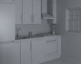Transitional White Kitchen Desing Small Modèle 3d