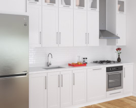 Transitional White Kitchen Design Medium Modelo 3d