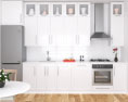 Transitional White Kitchen Design Medium Modèle 3d