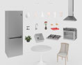 Transitional White Kitchen Design Medium Modelo 3D