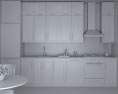 Transitional White Kitchen Design Medium Modelo 3d