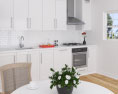 Transitional White Kitchen Design Medium Modello 3D