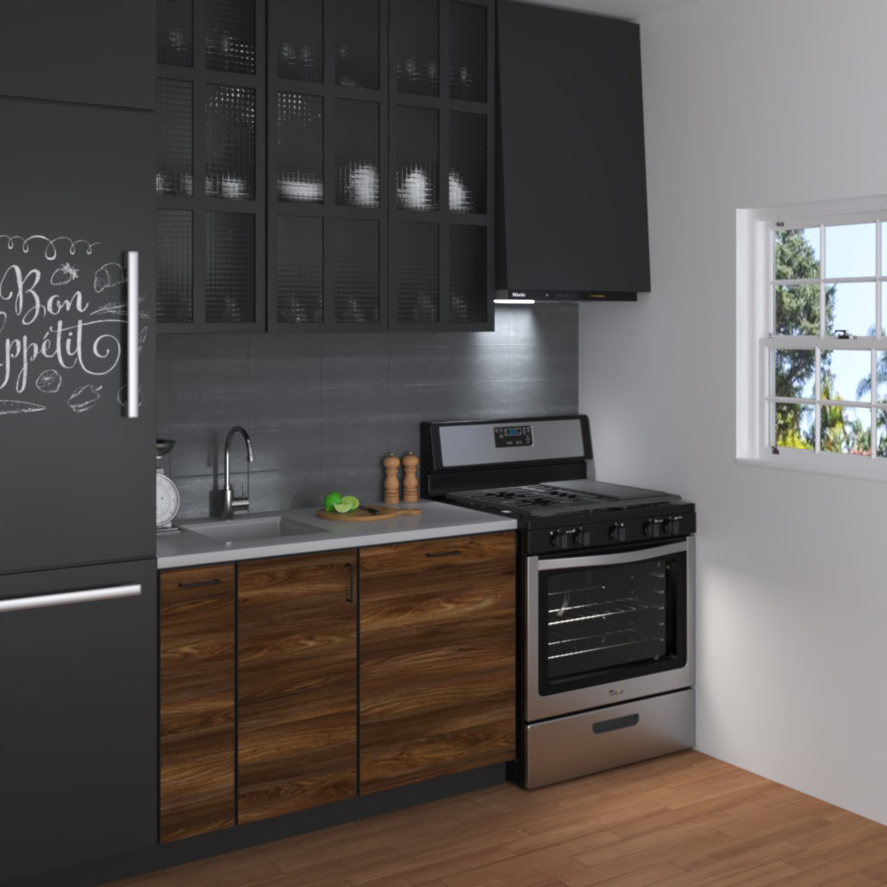 Contemporary Wood Design Kitchen Small 3D model