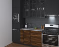 Contemporary Wood Design Kitchen Small Modello 3D