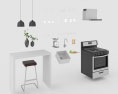 Contemporary Wood Design Kitchen Small 3d model