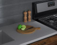 Contemporary Wood Design Kitchen Small 3D 모델 