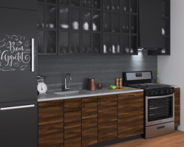 Contemporary Wood Design Kitchen Medium 3D 모델 