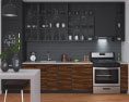 Contemporary Wood Design Kitchen Medium 3D 모델 